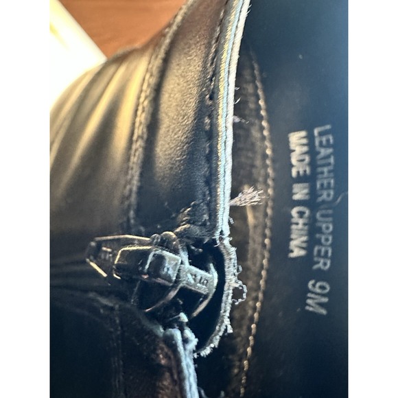 Boston Accent Elle Womens 9M Black Leather Faux Lace Side Zip Ankle Boots - Picture 8 of 9